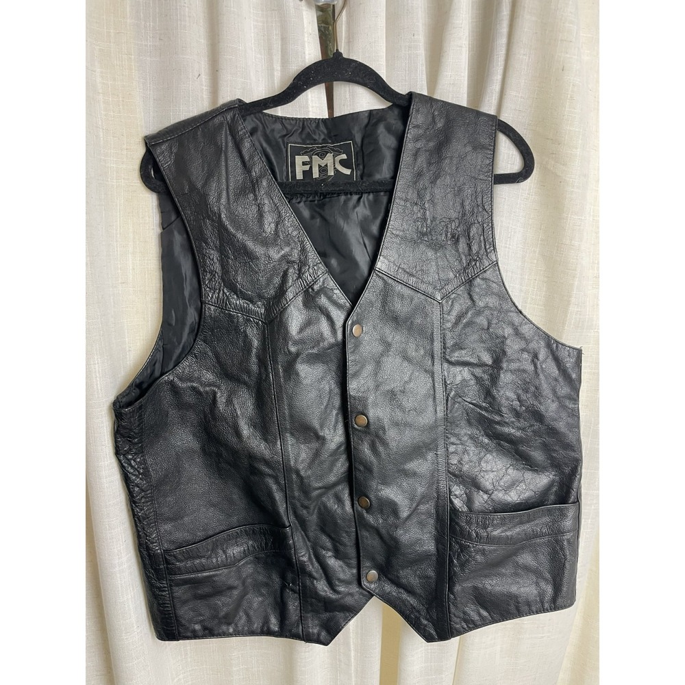 FMC Take Over Unit Black Mens M We All We Got Leather Streetwear Biker Moto Vest